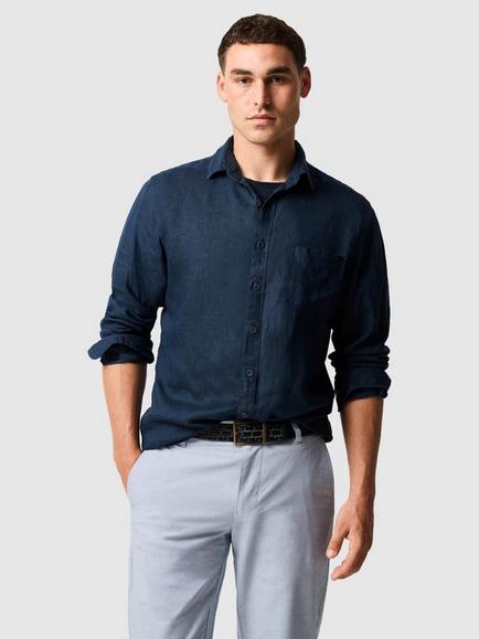 Rodd & Gunn Coromandel Linen Slim Fit Long Sleeve Shirt, Eclipse