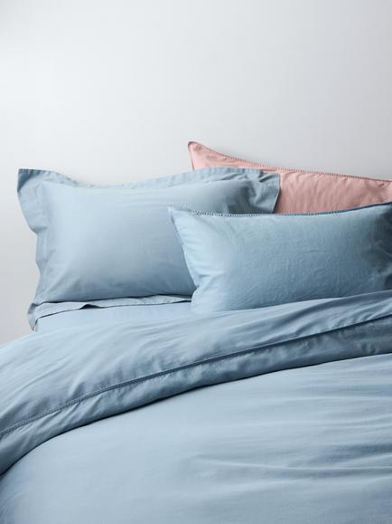 John Lewis Washed Organic Cotton Duvet Cover Set, French Blue