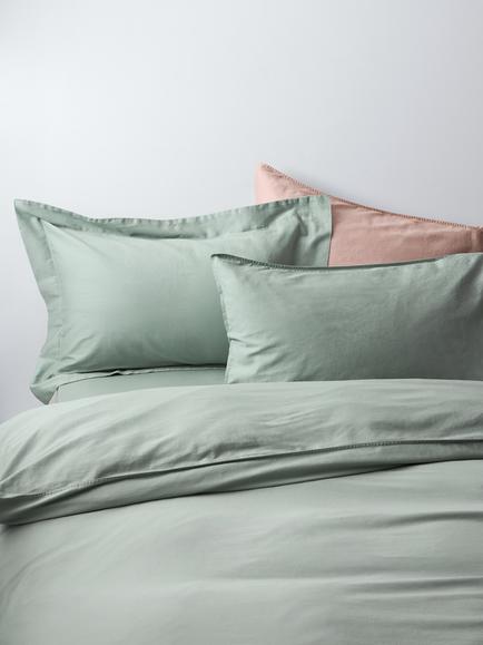John Lewis Washed Organic Cotton Duvet Cover Set, Sage