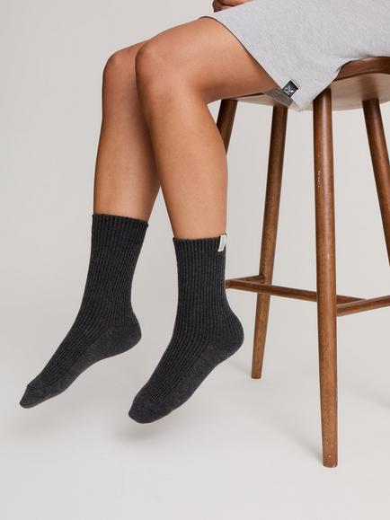 Pretty You London Textured Bed Socks, Charcoal - view 2, Charcoal
