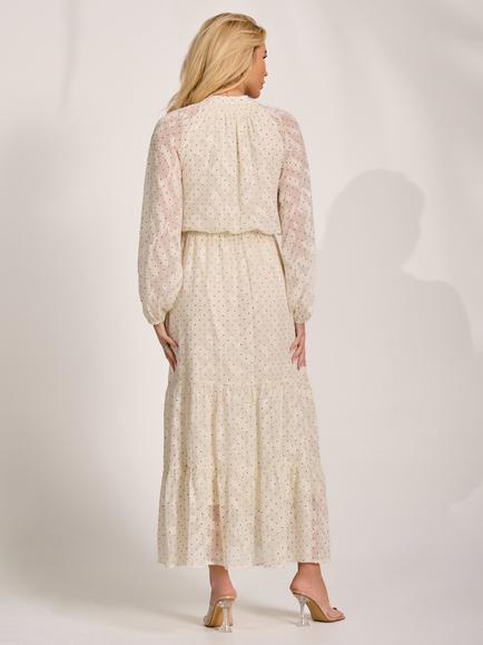 Jolie Moi Spot Print Chiffon Maxi Dress, Cream Spot - view 2, Cream