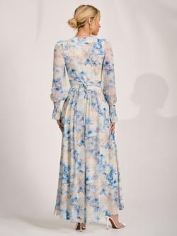 Jolie Moi Floral Mesh Maxi Dress, Cream Floral - view 2, Cream Floral