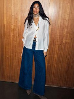 Never Fully Dressed Miley Semi Sheer Shirt, White, White