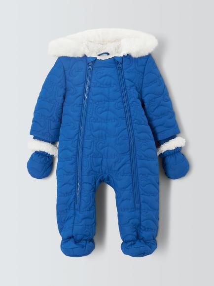 John Lewis Baby Quilted Snowsuit, Green, Green