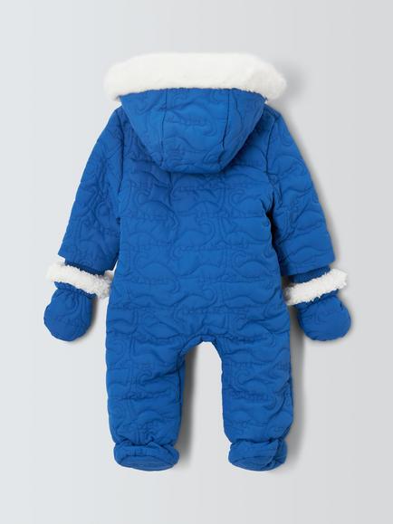 John Lewis Baby Quilted Snowsuit, Green - view 2, Green
