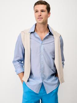 Crew Clothing Cotton Classic Fit Stripe Shirt, Bright Blue, Bright Blue