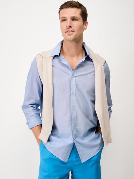 Crew Clothing Cotton Classic Fit Stripe Shirt, Bright Blue, Bright Blue