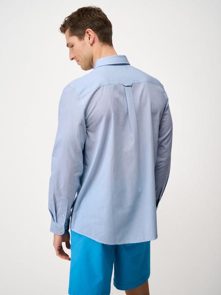 Crew Clothing Cotton Classic Fit Stripe Shirt, Bright Blue - view 2, Bright Blue