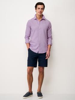 Crew Clothing Linen Blend Regular Fit Stripe Shirt, Lilac