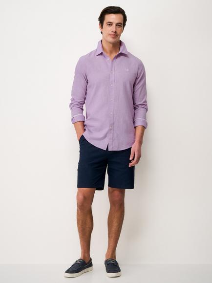 Crew Clothing Linen Blend Regular Fit Shirt, Lilac