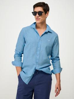 Crew Clothing Linen Blend Regular Fit Shirt, Bright Blue