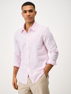 Crew Clothing Linen Blend Regular Fit Stripe Shirt, Pink