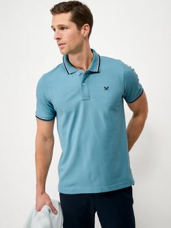 Crew Clothing Cotton Regular Fit Marl Tipped Pique Polo Shirt, Bright Blue, Bright Blue