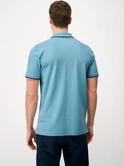 Crew Clothing Cotton Regular Fit Marl Tipped Pique Polo Shirt, Bright Blue - view 2, Bright Blue