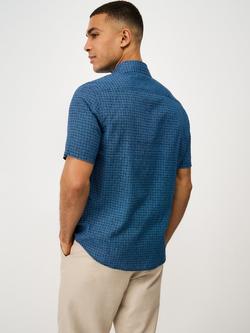 Crew Clothing Linen Blend Regular Fit Geo Print Shirt, Navy Blue - view 2, Navy Blue