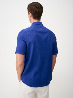 Crew Clothing Regular Fit Linen Blend Shirt, Dark Blue - view 2, Dark Blue