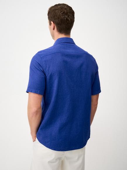 Crew Clothing Regular Fit Linen Blend Shirt - view 2, Dark Blue