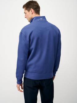 Crew Clothing Pique Half-Zip Jumper - view 2, Bright Blue