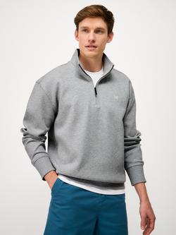 Crew Clothing Pique Half-Zip Jumper - view 2, Graphite Grey