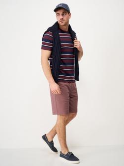 Crew Clothing Cotton Regular Fit Short Sleeve Interest Stripe T-Shirt, Burgundy Red, Burgundy Red
