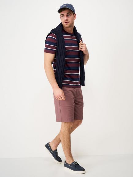 Crew Clothing Cotton Regular Fit Short Sleeve Interest Stripe T-Shirt, Burgundy Red, Burgundy Red