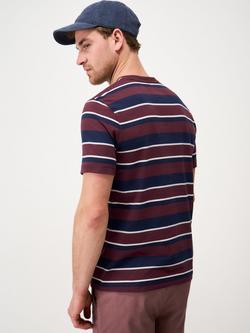 Crew Clothing Cotton Regular Fit Short Sleeve Interest Stripe T-Shirt, Burgundy Red - view 2, Burgundy Red