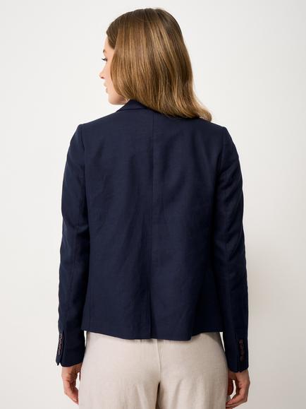 Crew Clothing Linen Blend Blazer - view 2, Dark Blue