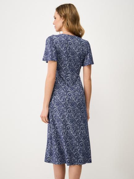 Crew Clothing Jenna Hibiscus Floral Midi Dress containing LENZING™ ECOVERO™ Viscose - view 2, Navy Blue