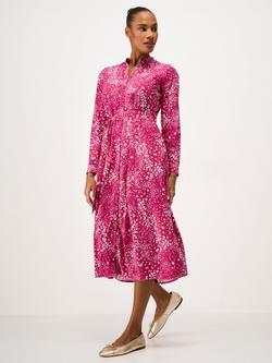 Crew Clothing Savannah Floral Shirt Midi Dress, Navy Blue, Navy Blue