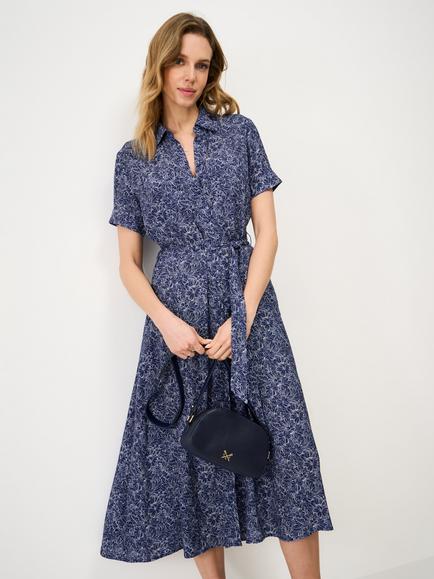 Crew Clothing Sienna Floral Shirt Dress, Dark Blue, Dark Blue