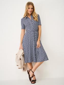 Crew Clothing Emma Spotty Shirt Dress containing LENZING™ ECOVERO™ Viscose, Navy Blue, Navy Blue