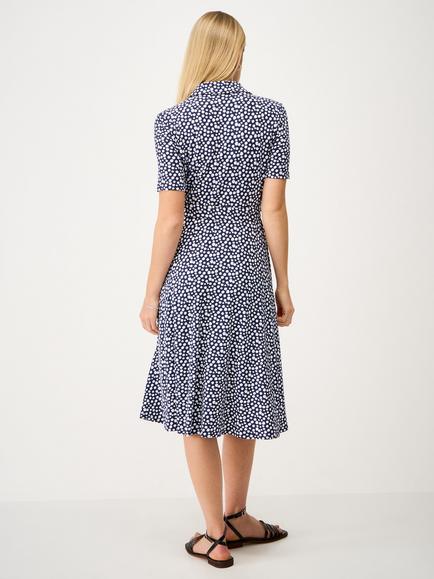 Crew Clothing Emma Spotty Shirt Dress containing LENZING™ ECOVERO™ Viscose, Navy Blue - view 2, Navy Blue