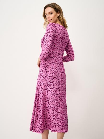 Crew Clothing Flora Twist Front Midi Dress containing LENZING™ ECOVERO™ Viscose, Light Pink - view 2, Light Pink