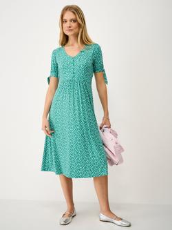 Crew Clothing Cecil Dot Print Dress containing LENZING™ ECOVERO™ Viscose, Aqua Blue, Aqua Blue