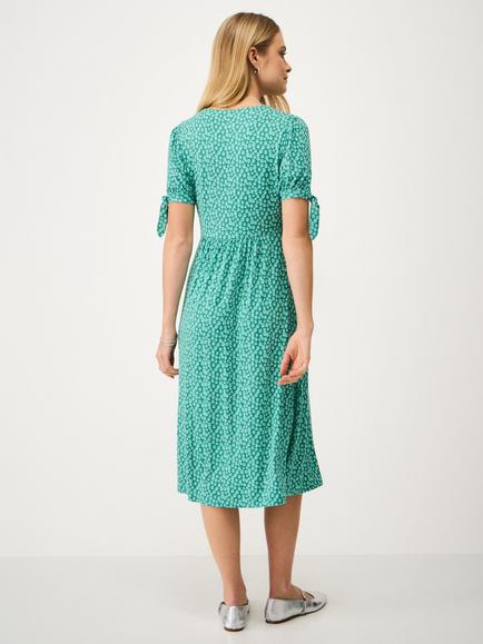 Crew Clothing Cecil Dot Print Dress containing LENZING™ ECOVERO™ Viscose, Aqua Blue - view 2, Aqua Blue