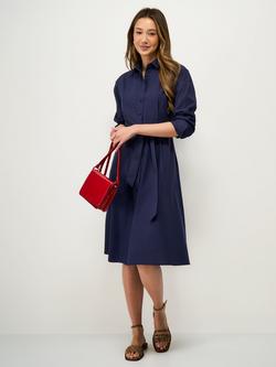 Crew Clothing Ellie Belted Shirt Dress, Denim Blue
