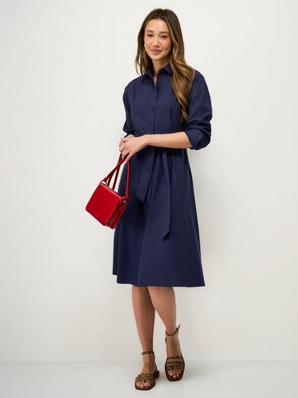 Crew Clothing Ellie Belted Shirt Dress, Denim Blue
