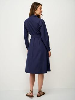 Crew Clothing Ellie Belted Shirt Dress - view 2, Denim Blue
