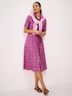 Crew Clothing Fern Floral Shirt Dress, Dark Pink, Dark Pink