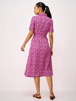 Crew Clothing Fern Floral Shirt Dress, Dark Pink - view 2, Dark Pink