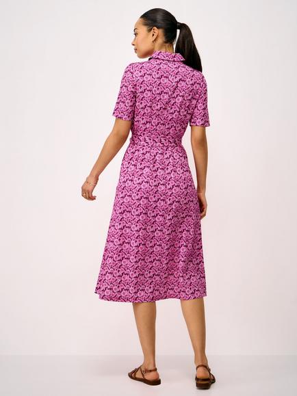 Crew Clothing Fern Floral Shirt Dress, Dark Pink - view 2, Dark Pink