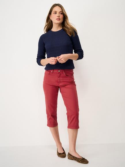 Crew Clothing Mia Cropped Jeans, Cherry Red