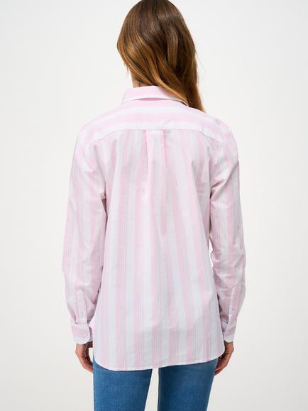 Crew Clothing Stripe Relaxed Fit Shirt, Blush Pink - view 2, Blush Pink