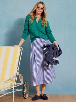 Crew Clothing Gabby Stripe Midi Skirt, Dark Blue, Dark Blue