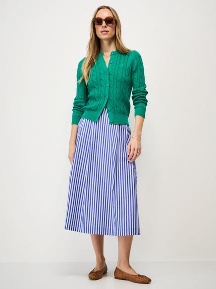 Crew Clothing Gabby Stripe Midi Skirt, Dark Blue - view 2, Dark Blue
