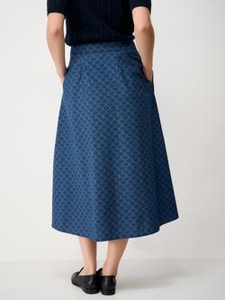 Crew Clothing Gabby Shell Print Midi Skirt, Navy Blue - view 2, Navy Blue