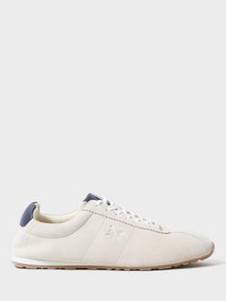 Crew Clothing Slim Logo Leather Trainers, White, White