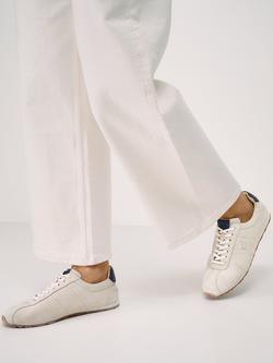 Crew Clothing Slim Logo Leather Trainers, White - view 2, White