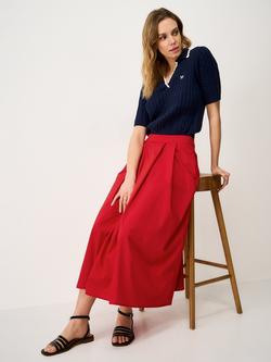 Crew Clothing Gabby Pleated Midi Skirt, Cherry Red, Cherry Red