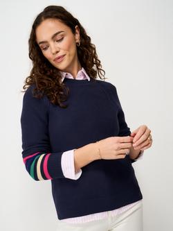 Crew Clothing Stripe Sleeve Jumper, Navy/Multi, Navy/Multi